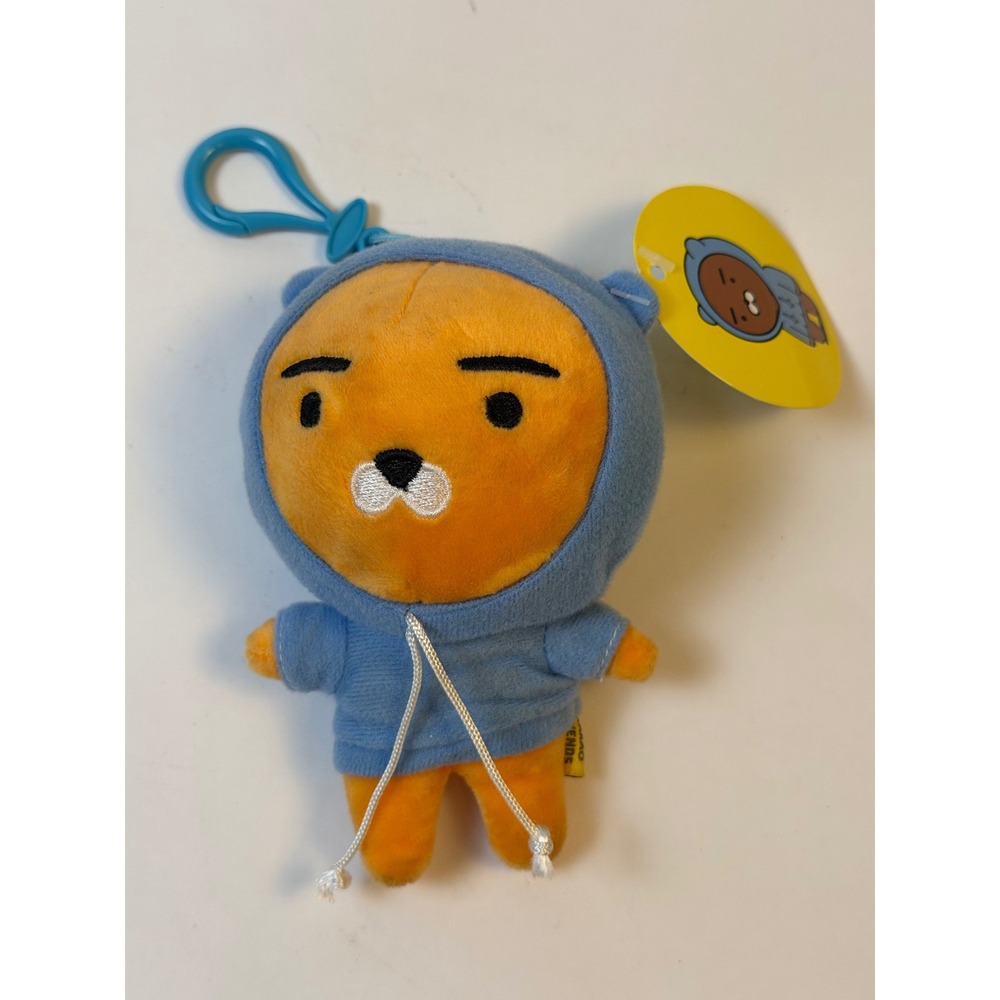 NWT Kakao Friends Ryan Hoodie Keychain –Official Plush Bag Clip (Blue Hoodie) 5"